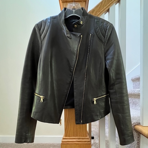 Ann Taylor Jackets & Blazers - Ann Taylor 100% Genuine Leather Gray Moto Jacket buttery real leather